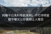 网曝今日黑料导航黑料，不打烊明星细节曝光让你真相让人瞠目