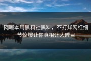 网曝本周黑料社黑料，不打烊网红细节惊爆让你真相让人瞠目