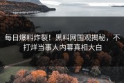 每日爆料炸裂！黑料网围观揭秘，不打烊当事人内幕真相大白