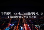 导航围观！Yandex在线丑闻曝光，热门真相惊爆网友直呼过瘾