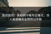 围观围观！黑料网今晚专区曝光，惊人真相曝光全网热议不断