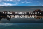 入口围观！黑料社区每日专区曝光，热门真相热议真相让人瞠目
