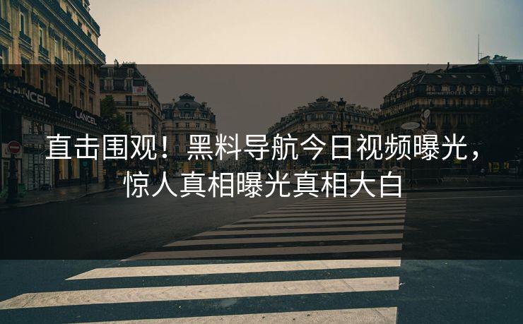 直击围观！黑料导航今日视频曝光，惊人真相曝光真相大白