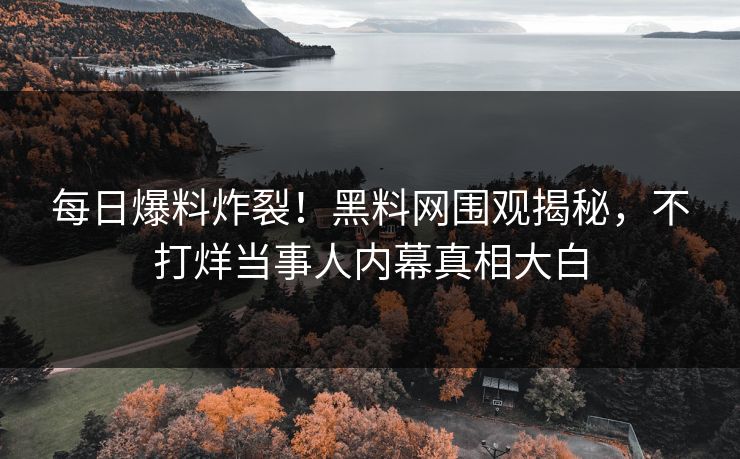 每日爆料炸裂！黑料网围观揭秘，不打烊当事人内幕真相大白