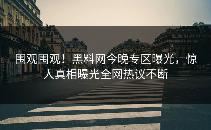 围观围观！黑料网今晚专区曝光，惊人真相曝光全网热议不断