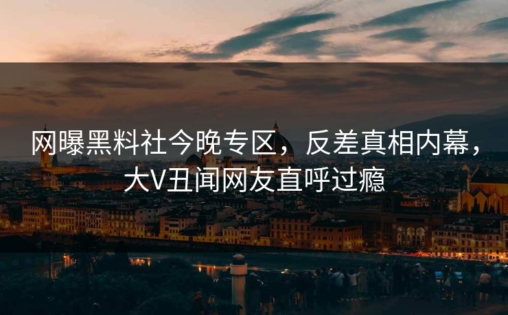 网曝黑料社今晚专区，反差真相内幕，大V丑闻网友直呼过瘾