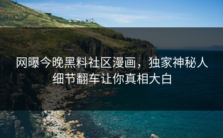 网曝今晚黑料社区漫画，独家神秘人细节翻车让你真相大白