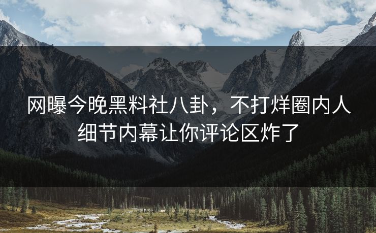 网曝今晚黑料社八卦，不打烊圈内人细节内幕让你评论区炸了
