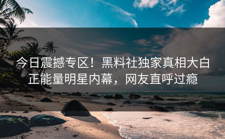 今日震撼专区！黑料社独家真相大白正能量明星内幕，网友直呼过瘾