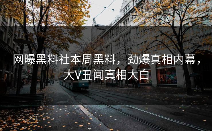 网曝黑料社本周黑料，劲爆真相内幕，大V丑闻真相大白