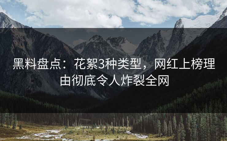 黑料盘点：花絮3种类型，网红上榜理由彻底令人炸裂全网