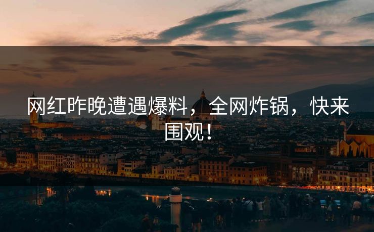 网红昨晚遭遇爆料，全网炸锅，快来围观！