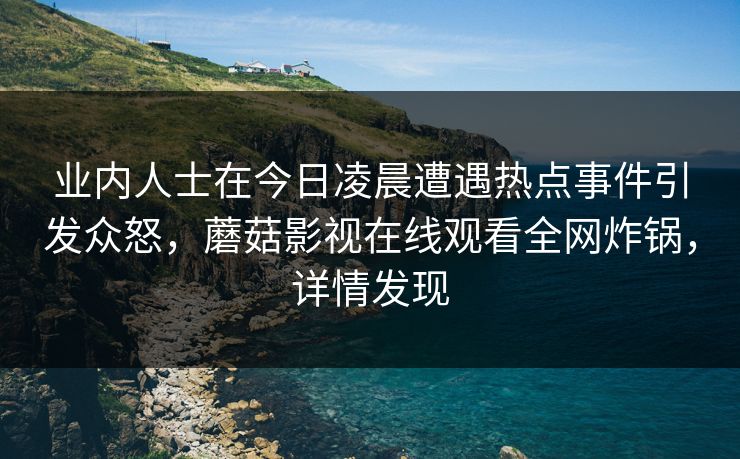 业内人士在今日凌晨遭遇热点事件引发众怒，蘑菇影视在线观看全网炸锅，详情发现