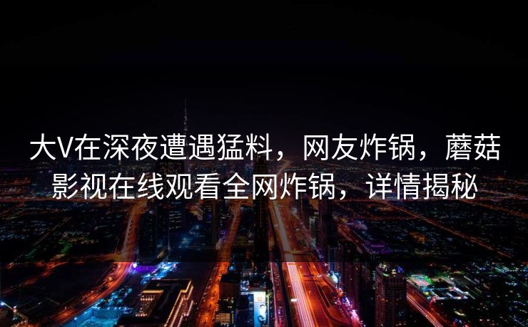 大V在深夜遭遇猛料，网友炸锅，蘑菇影视在线观看全网炸锅，详情揭秘