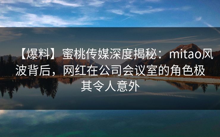 【爆料】蜜桃传媒深度揭秘：mitao风波背后，网红在公司会议室的角色极其令人意外