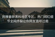 网曝最新黑料社区专区，热门网红细节全网炸裂让你网友直呼过瘾
