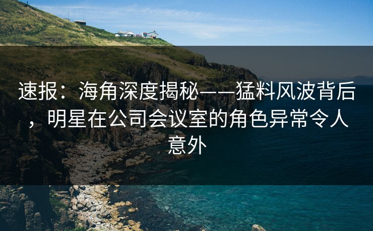 速报：海角深度揭秘——猛料风波背后，明星在公司会议室的角色异常令人意外