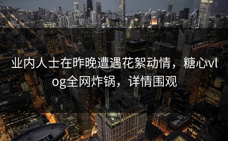 业内人士在昨晚遭遇花絮动情，糖心vlog全网炸锅，详情围观