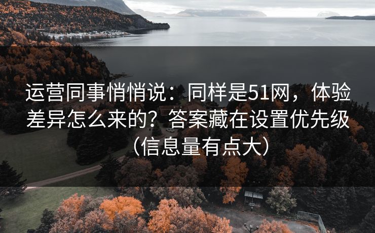 运营同事悄悄说：同样是51网，体验差异怎么来的？答案藏在设置优先级（信息量有点大）